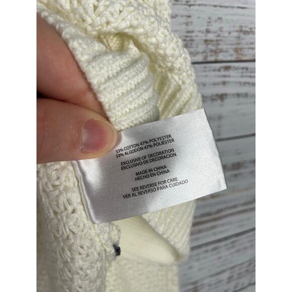 GAP White Cable Knit Coastal Sweater XSmall Nautical Neutral Modest Career - Picture 6 of 9